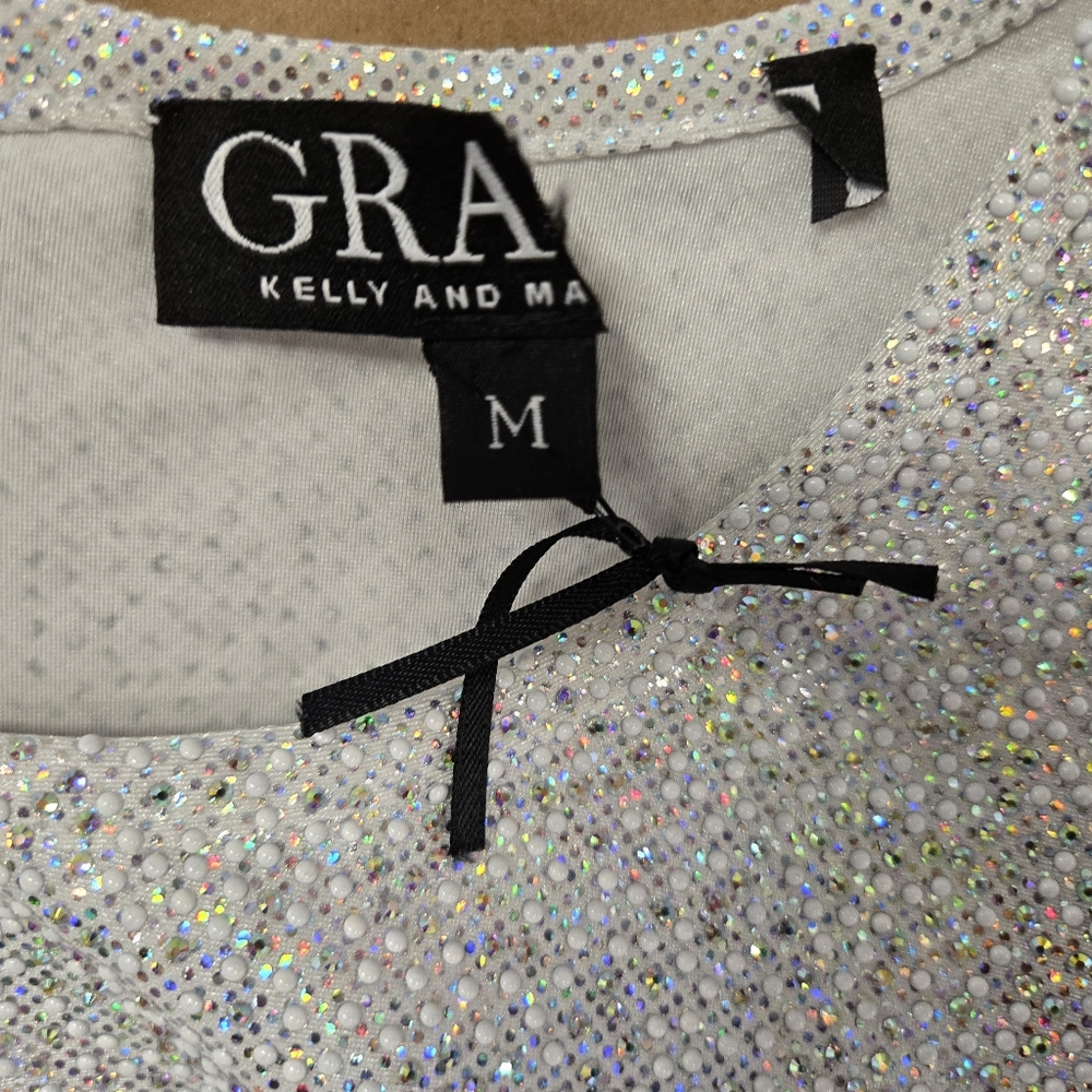 NWT GRAYSE Stretchy Rhinestone Embellished Confetti Cocktail Short‎ Dress SZ M - Picture 5 of 12